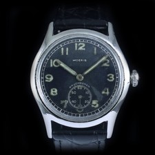 WWII German Army DH Moeris Military Watch Black Dial Bruchsicher 1940s
