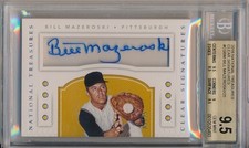 BILL MAZEROSKI 2016 NATIONAL TREASURES Clear Signatures AUTO /25 BGS 9.5 Auto 10