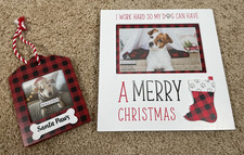 Malden Intl Dog Photo Christmas Ornament and Stand Alone Picture Frame 2-pc Set