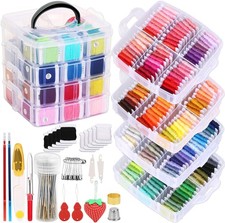 PAXCOO 276 Pack Embroidery Floss Thread Kit Including 210 Colors Cross Stitch Se