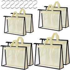 8 Pack Dust Bags for Handbags, Purse Storage Organizer for Closet, Clear Hand...