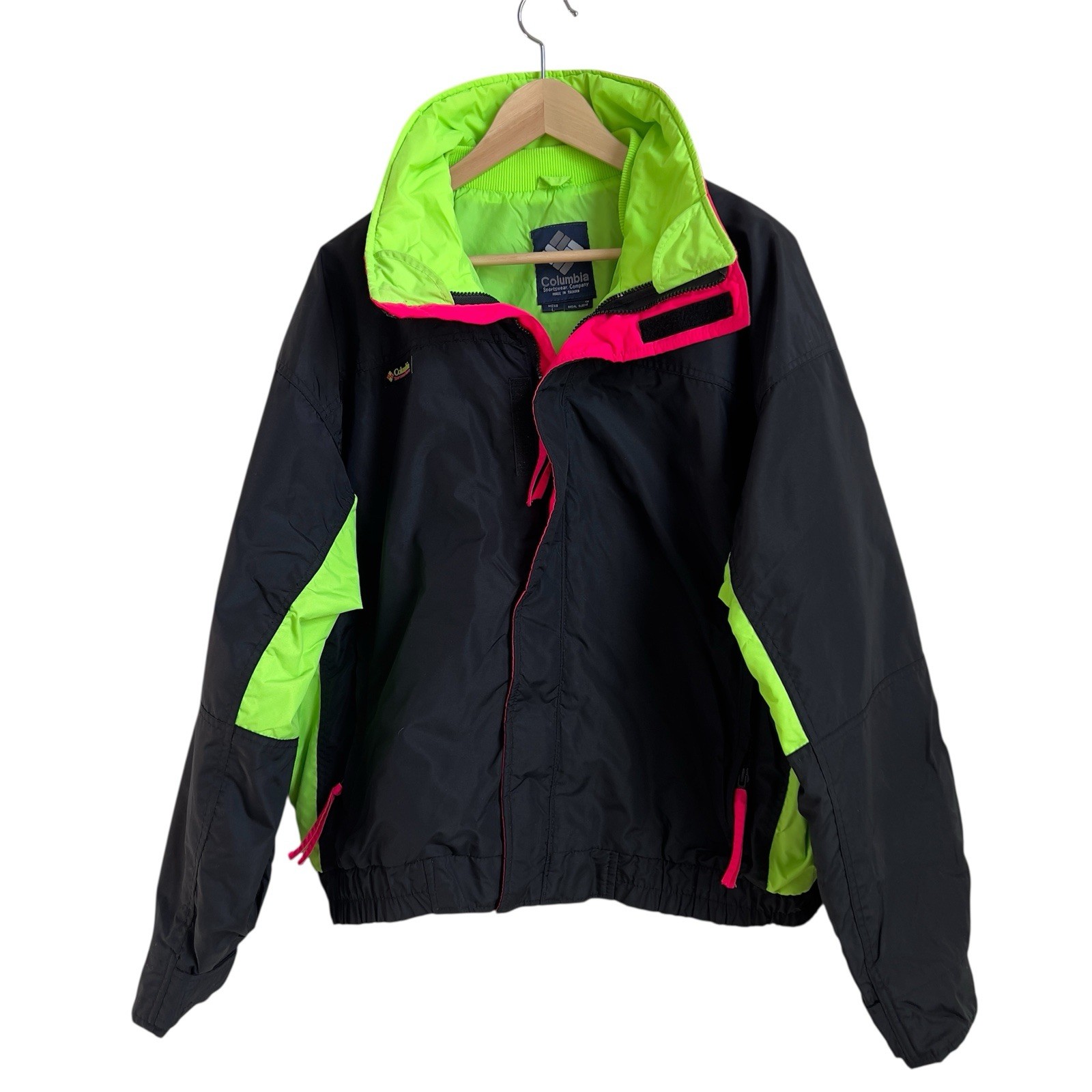 Columbia Bugaboo Interchange 3-in-1 Jacket Men’s L Vintage 90s Neon Ski Coat