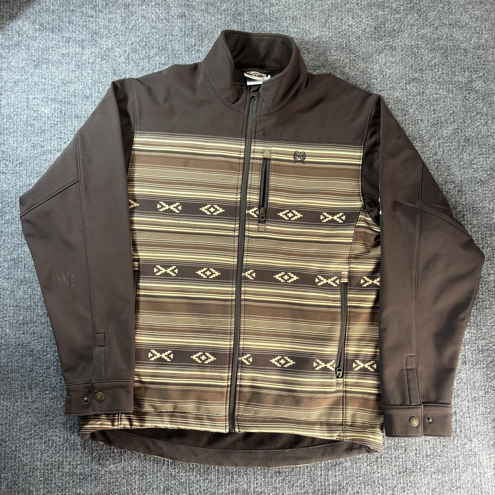 Cinch Jacket Mens Large Brown Softshell Fleece Li… - image 1