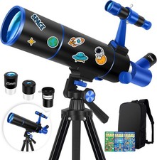 Portable 80mm Refractor Telescope for Adults Kids Astronomy Beginners 20X-150X