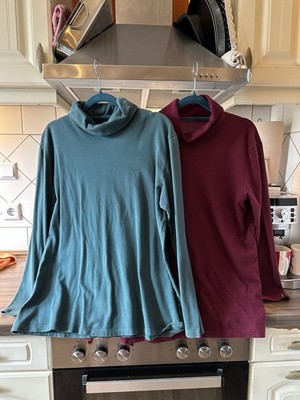 2 Stück Trigema Damen Pullover Rollkragen XL 44 1x bordeaux 1x petrol gebraucht