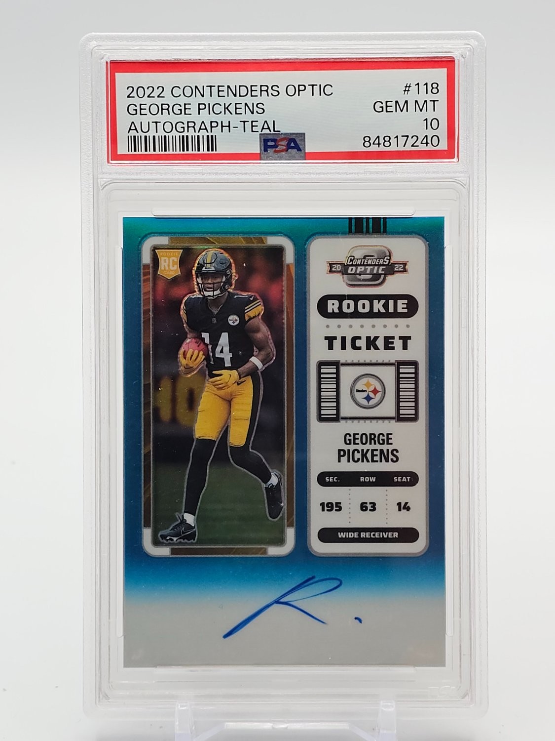 George Pickens Panini Contenders Optic #118 Autograph Teal