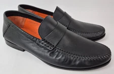 Santoni Men's Black Leather Paine Penny Loafers Size 9 D
