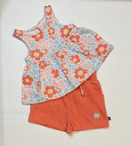 New Shorts Outfit 2T Blue Orange Limited Too Sleeveless Pullover Flowers  50
