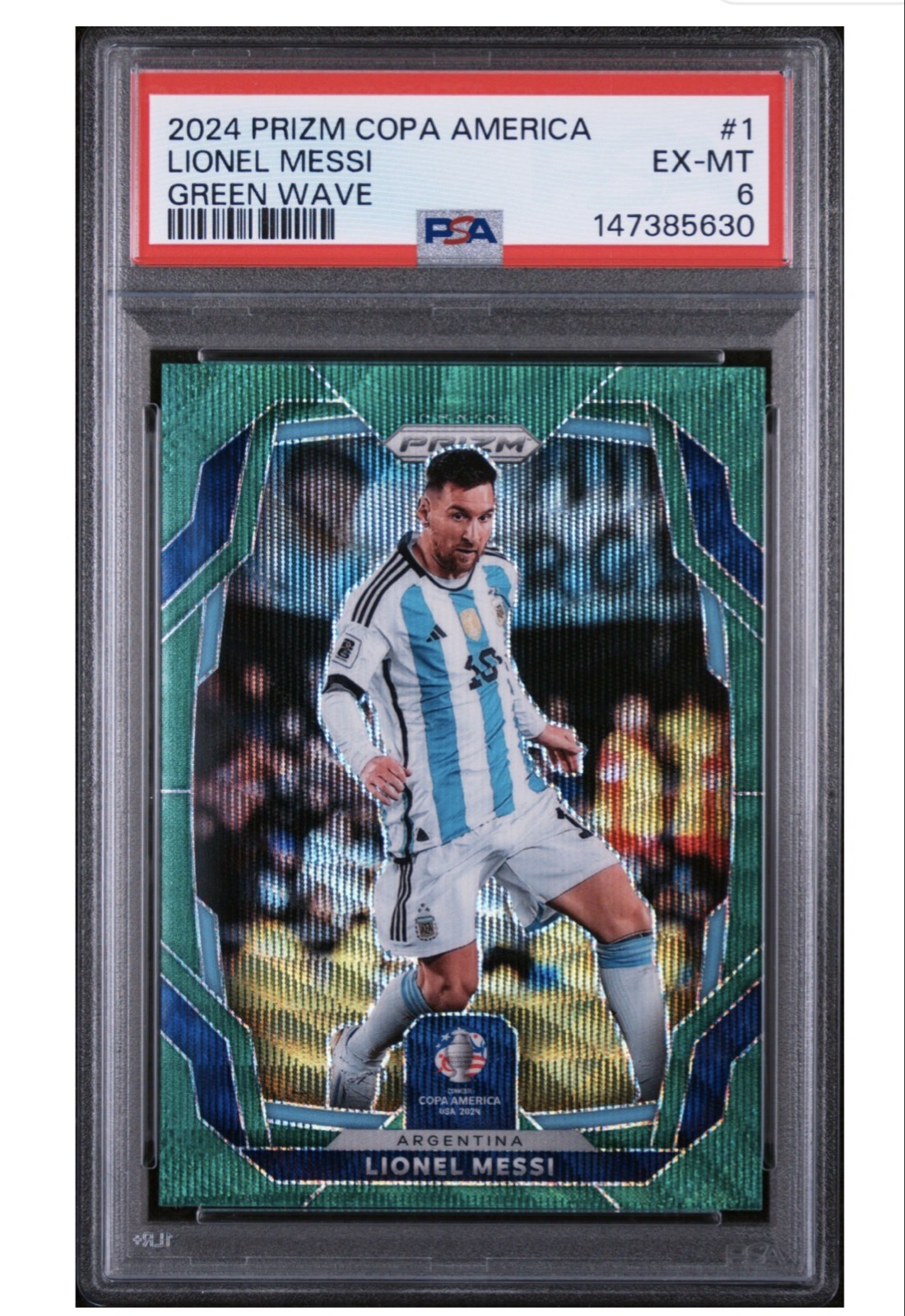 2024 Panini Prizm CONMEBOL Copa America - Lionel Messi #1 Green Wave Prizm