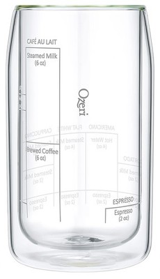 Ozeri Moderna Artisan Series Double Wall Barista Coffee Glass, 15 oz, Clear 