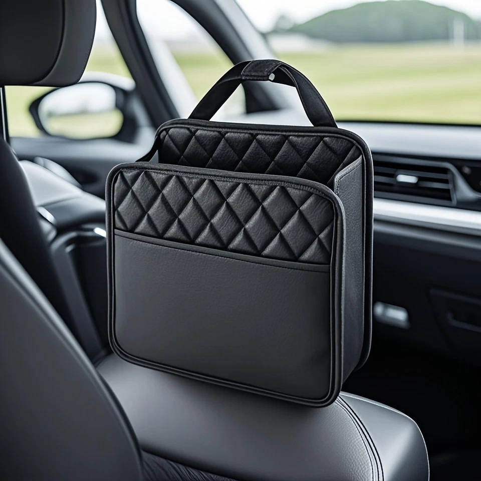 Bolsa de almacenamiento colgante universal para asiento de coche - Organizador de varios bolsillos con PU Foto 4 de 4