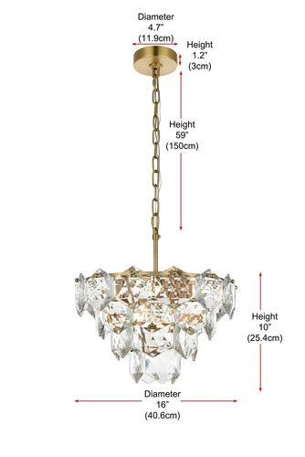 Elegant Lighting Adaline 16" Chandelier in Satin Gold - Picture 8 of 8