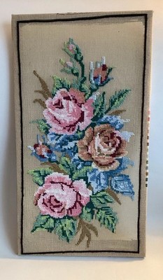 Vintage GOBELIN Gobelin Gobelin Blumen rosa Rosen komplett H51x28cm