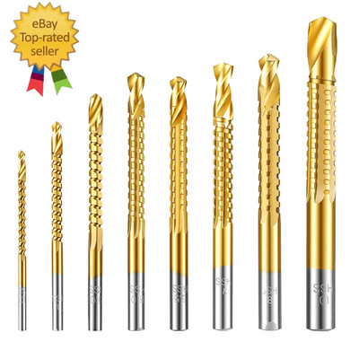 8 Pack HSS Step Drill Bits, 3-10Mm Hex Shank Serrated Side Cutting Bit Set | Tit