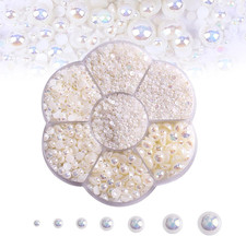 5600PCS Half round Pearls Flatback Imitation Pearls for Crafts,7 Sizes for DIY N