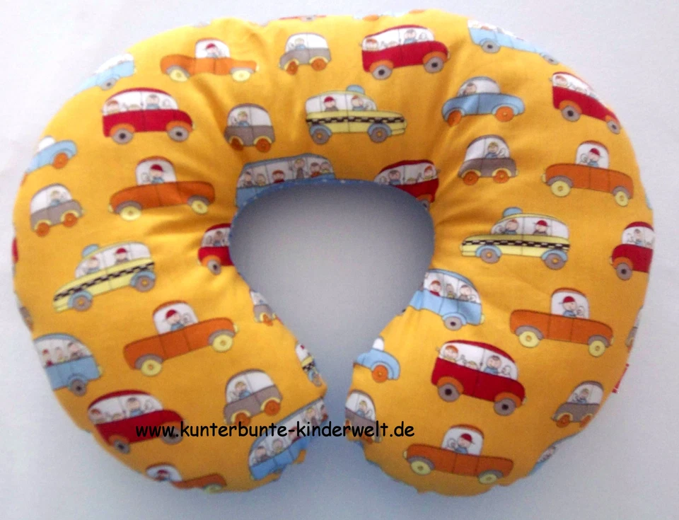 FINN & FINCHEN Nackenstütze Nackenhörnchen Autoracing Nackenkissen mit lustigen Autos gelb