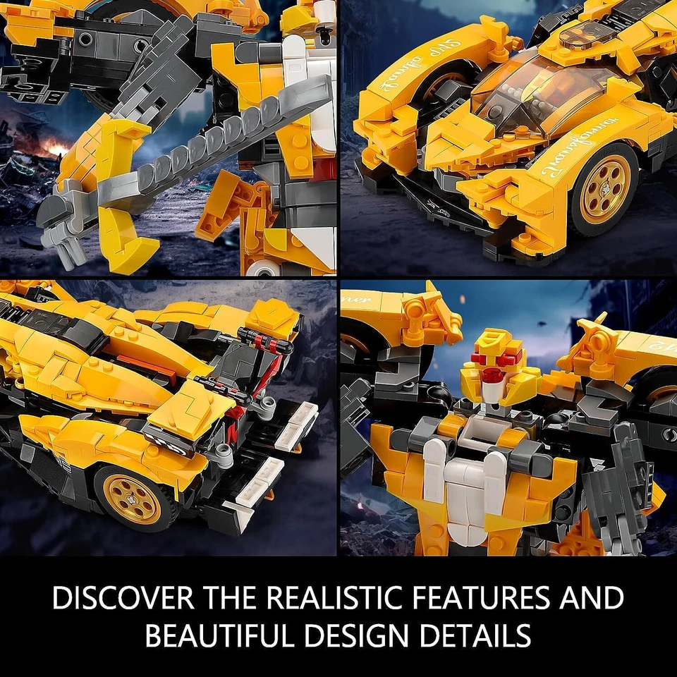 2in1 Transforming Robot & Car Building Block Kit STEM Model Set Bumblebee 998PCS - Image 3 of 4