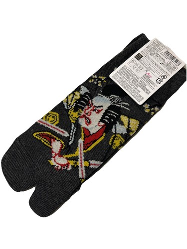 Japanese Men Tabi Ankle Socks 25-27cm US:7-9 Daiso Japan Ukiyoe White Samurai - Picture 13 of 14