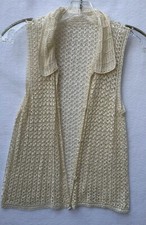 Vintage Crochet Cardigan Vest Cream Color Size X-Small