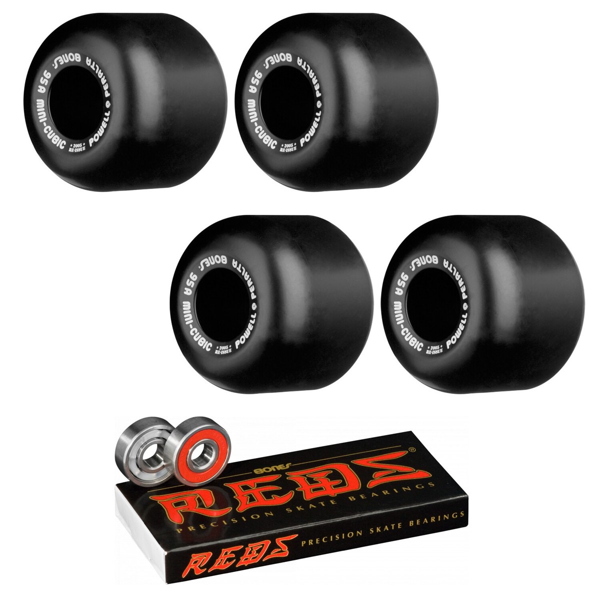 Powell Peralta Skateboard Wheels Mini-Cubic Black 64mm With Bones