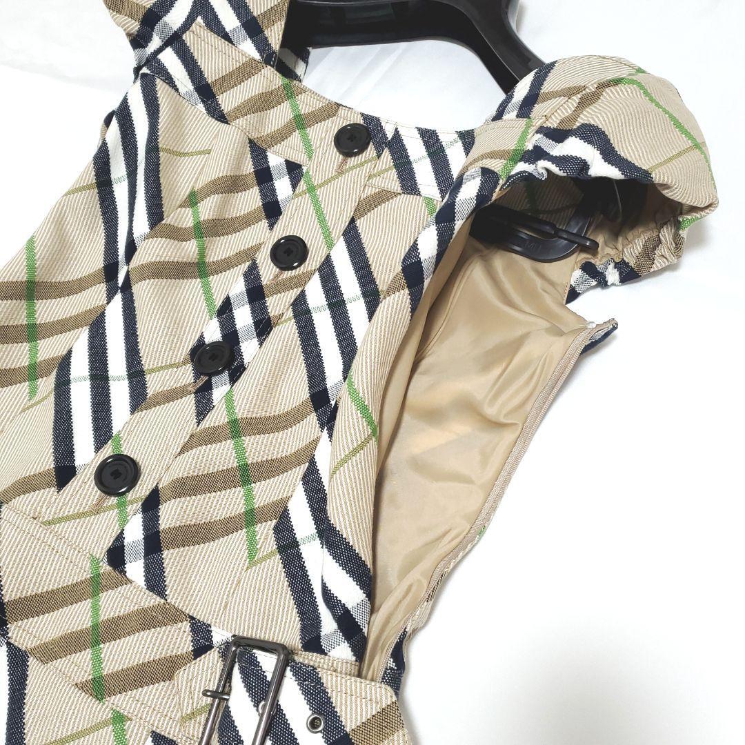 Burberry Blue Label Knee-Length Dress Check Beige 36/M(US:xS