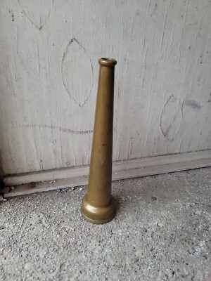 Vintage 10'' Tapered Solid Brass Fire Hose Nozzle Base Firefighter First 
