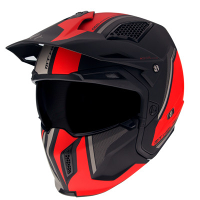 TRIAL CROSSOVER MOTORCYCLE MT HELMETS STREETFIGHTER TWIN C5 HELMET BLACK MATTE RED