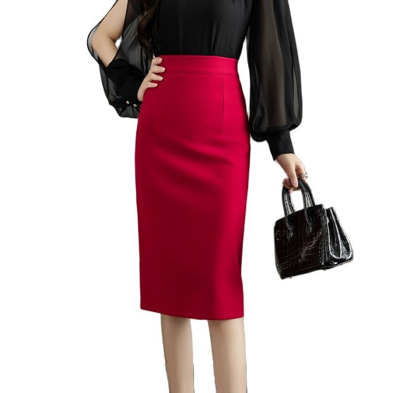 high waist pencil dress Women's Collared V Neck Long Sleeve Midi Dress High Waisted Pencil Skirt Elegant Office Work Dress