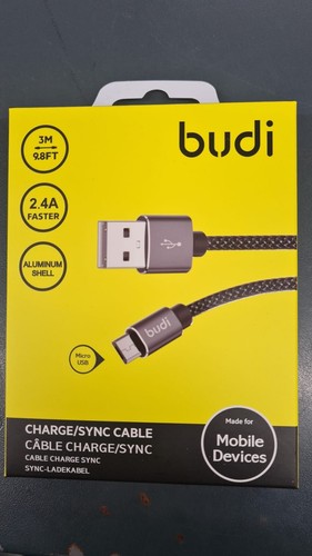 Budi Micro USB Cable 3M Fast Charge 2.4A For Android Smartphones & Tablets - 第 1/1 張圖片