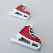 Ice Skates Charms - 18mm Winter Christmas Enamel Pendants C7351 - 2, 5 Or 10PCs