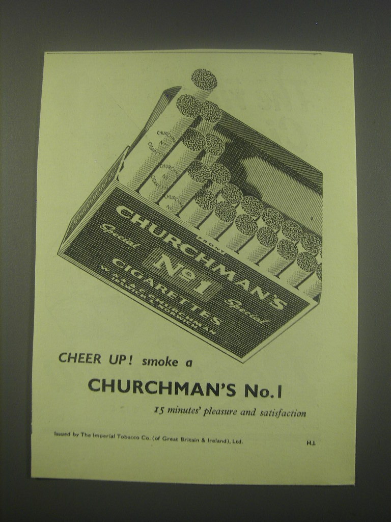 1949 Churchman's No. 1 Cigarettes Ad