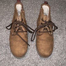Boys Cat Jack Brown Sherpa Lined Casual Boots Size 2