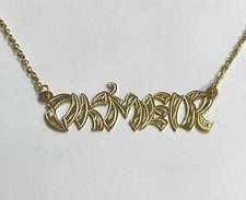 14k Gold Overlay Personalized Name Necklace Plate Chines Style / SP