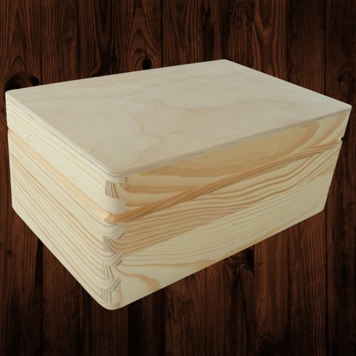 Unpainted Wooden Storage Chest 25x16x10 cm | Keepsake Box for Craft & Decoupage - Picture 10 of 12