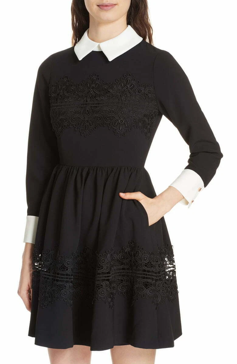 TED BAKER HAEDEN COLLARED LACE PANEL DRESS 1 US 4