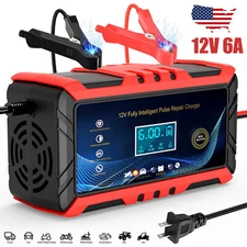 12V Fully-Automatic Smart Car Battery Charger Maintainer Trickle Charger 6A US