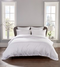 Image of Luxury 400 TC Piped Edge Duvet Cover Pillowcases 100% Pure Cotton Hotel Quality