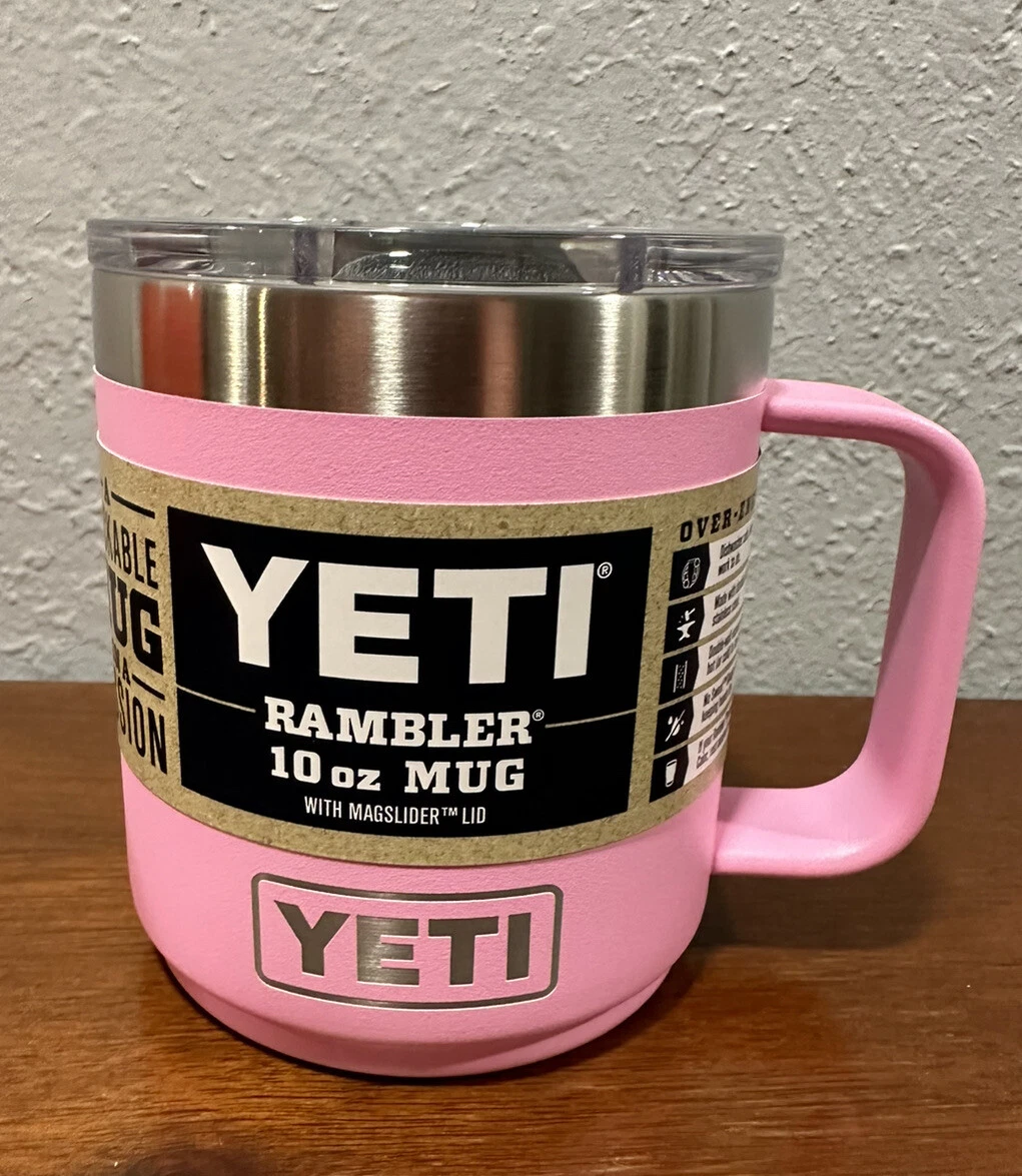 YETI POWER PINK Rambler 10oz Coffee Mug with Handle Soup Cup Canteen New in  hand