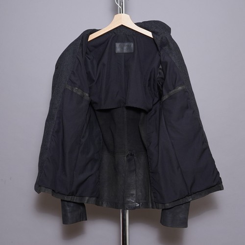 Chaqueta Blazer de Cuero ALL SAINTS MEDIANA Para Hombres ENCUESTA Gamuza Encerada Película Celebridad - Imagen 9 de 17