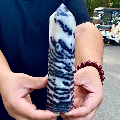 1.67LB Natural Zebra stone Column Obelisk CrystalColumn Wand Point Healing Stone - 第 9/12 張圖片
