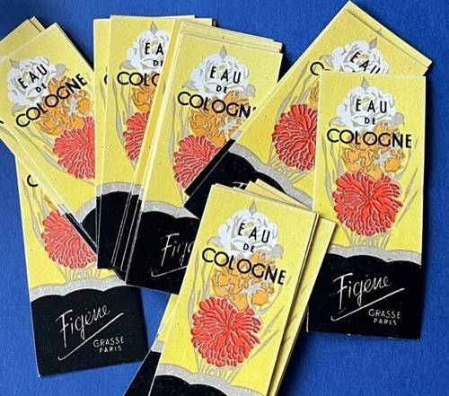 LOT50 ETIQUETTES / FIGENE GRASSE/RARE/  EAU COLOGNE  /LABELS OLD PARFUM/  F5 - Imagen 1 de 4