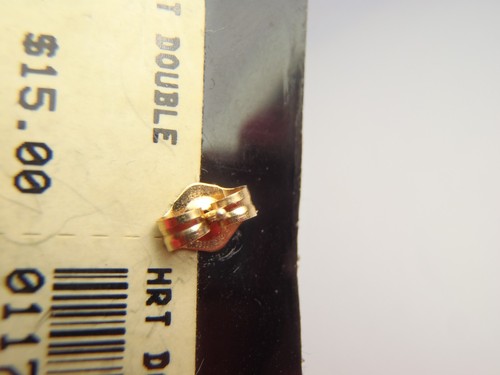 Solid 14kt Yellow Gold Double Heart Shape Stud Small Dainty Earrings New - Picture 9 of 15