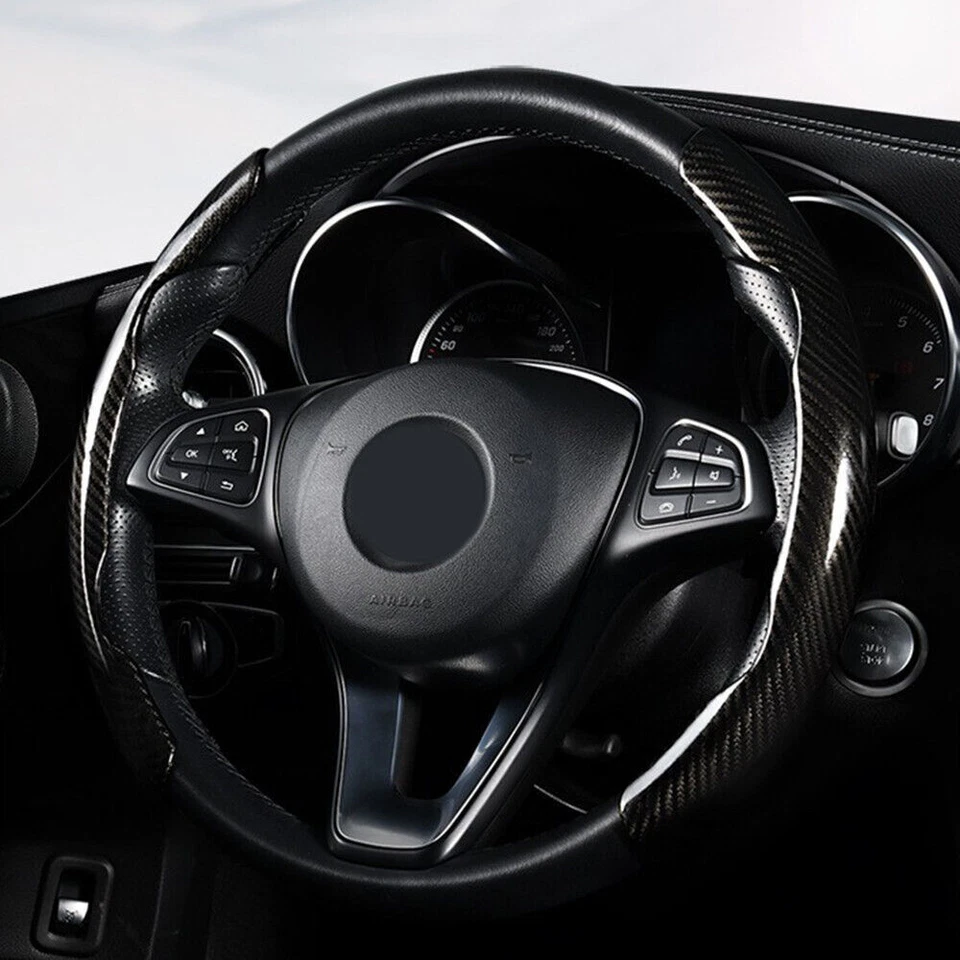 For Honda Civic / Accord / CR-V Carbon Fiber Car Steering Wheel Cover Accessory - Image 3 of 4