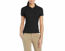  NEW Lee Uniforms Juniors' Stretch Pique Polo Shirt Black; Medium