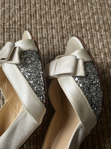 Kate Spade Heels Slingback Silver Glitter Open-Toed Shoes UK 4 / US 7B - Picture 9 of 18