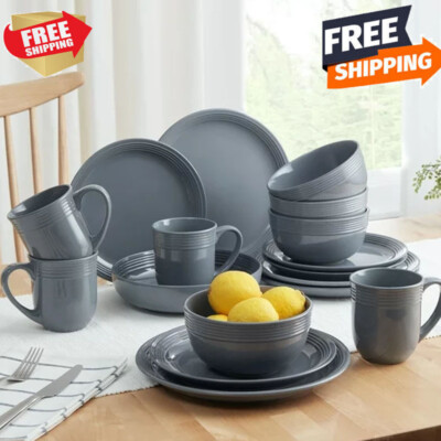 16 Piece Stoneware Dinner Set Bowl Plate &Mug Set 16-Piece