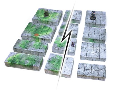 Mossy Reversible Dungeon Tiles Set Dungeons and Dragons Wargame Terrain 25mm rpg