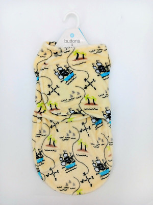 Buttons & Stitches Treasure Map Yellow Baby Swaddle Sac - 0-3 m  AA9
