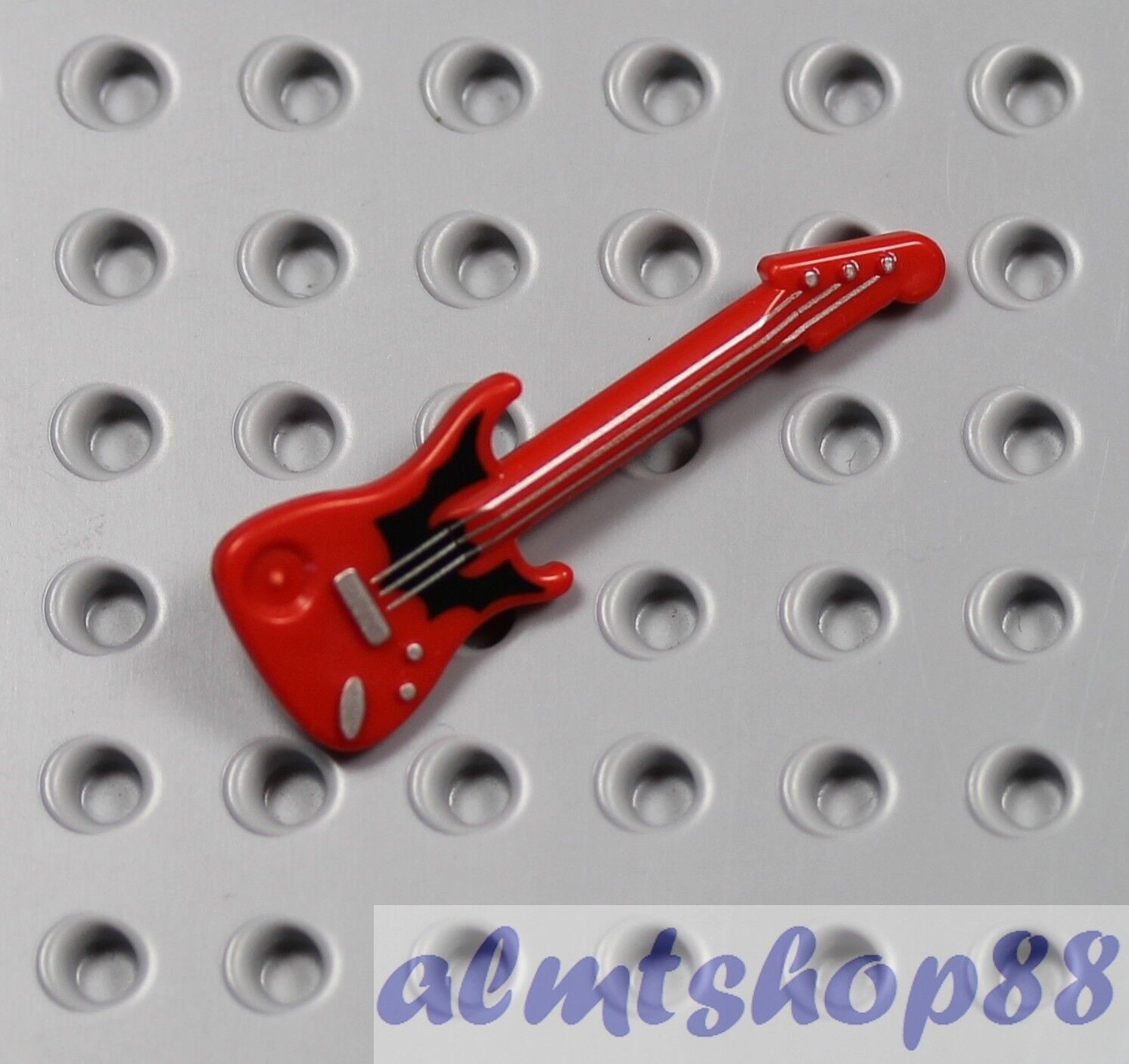 LEGO - Red Electric Guitar Silver Strings - Minifigure Rock Star Band Instrument