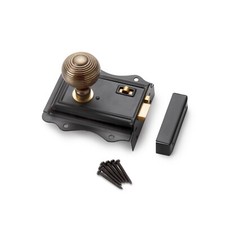 Olde Victorian Style Rim Lock 50mm Antique Hollow Beehive Rim Door Knobs Set